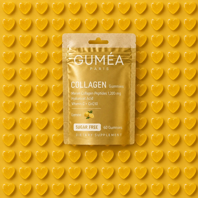 Guméa Collagène Gummies, sachet sur gummies cœurs citron